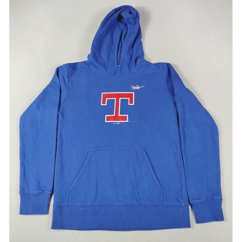 Texas Rangers Hoodie Boys‎ Large 14/16 Blue MLB Baseball Nike Cooperstown Fleece